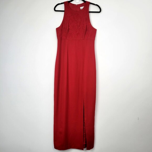 Vintage 90s After Dark Red Sleeveless Maxi Gown Formal Evening Dress - Picture 4 of 12
